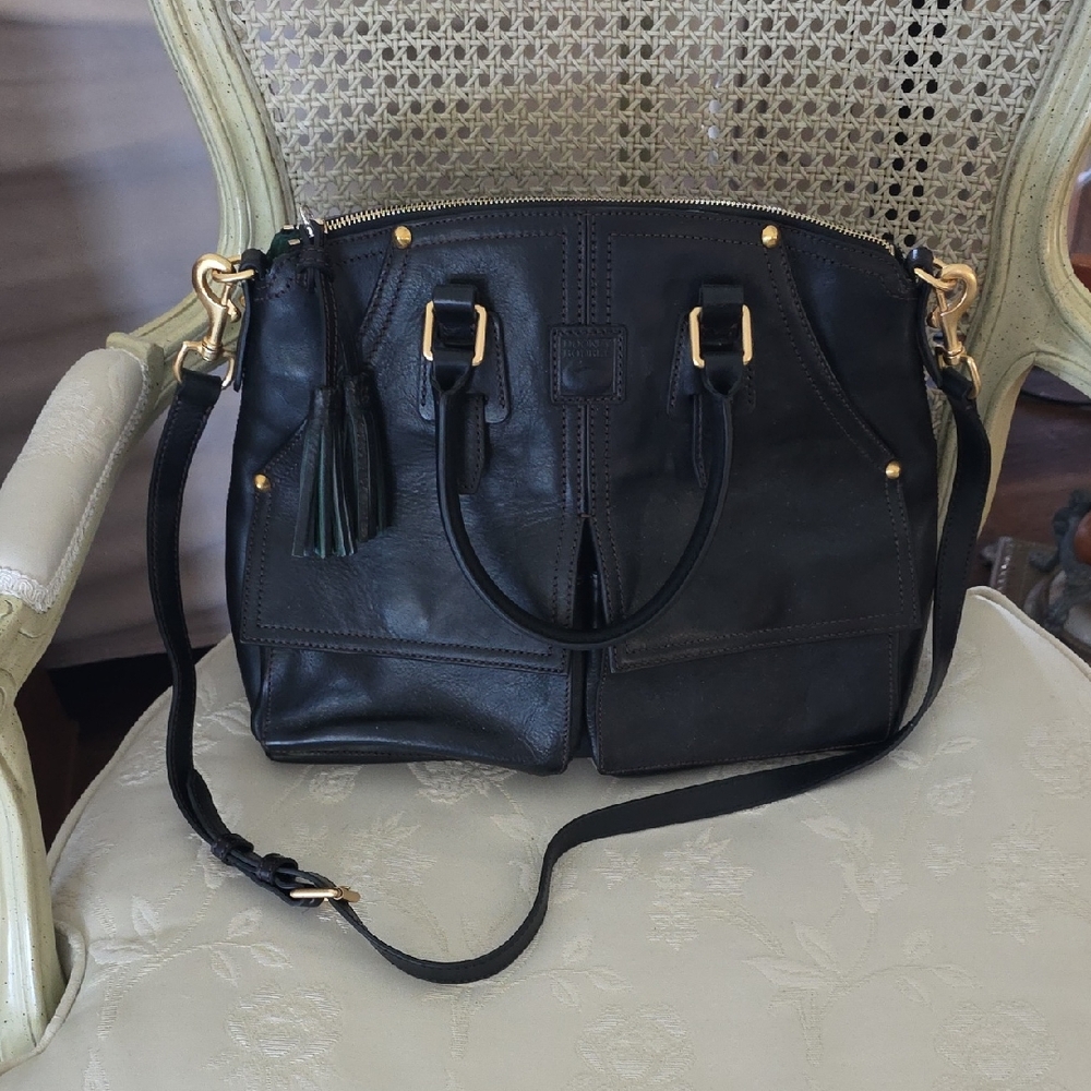 Dooney & Bourke Black Crossbody Bag with Gold Accents